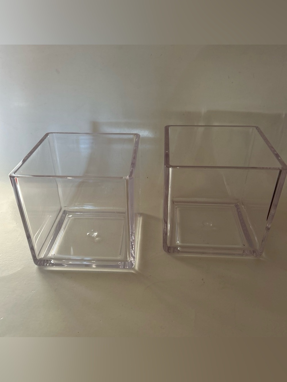 Set of 2 Clear Plastic Cube Storage Containers Bins 4.75" x 4.75" x 5" Open Top